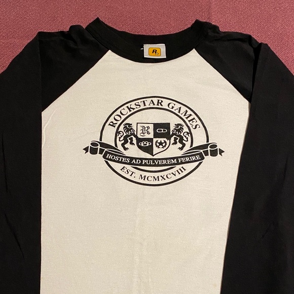 Rockstar Games Other - Rockstar Games crest logo 3/4 sleeve ringer tee. Black & white. XL